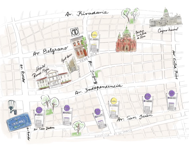 Hand-drawn map of the streets around Marcel, sketch 1